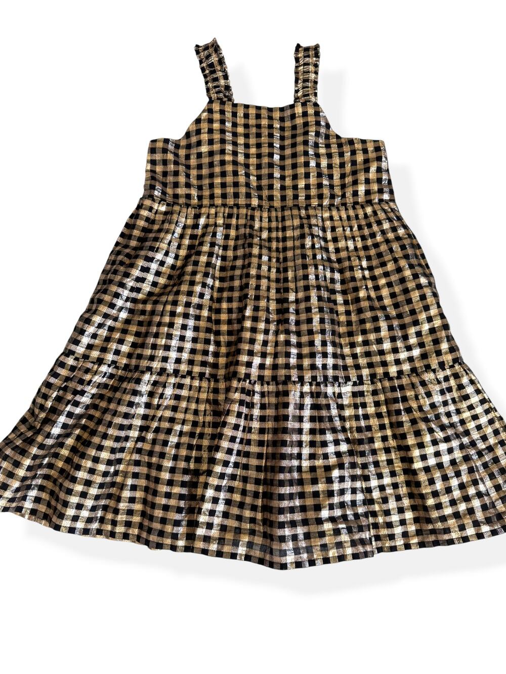 Crewcuts J.Crew Girls Jacquard Tiered Dress Gold Black Girls 6